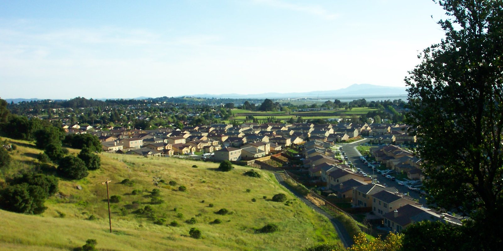 Hillside view over American Canyon subdivisions with the Napa hills behind