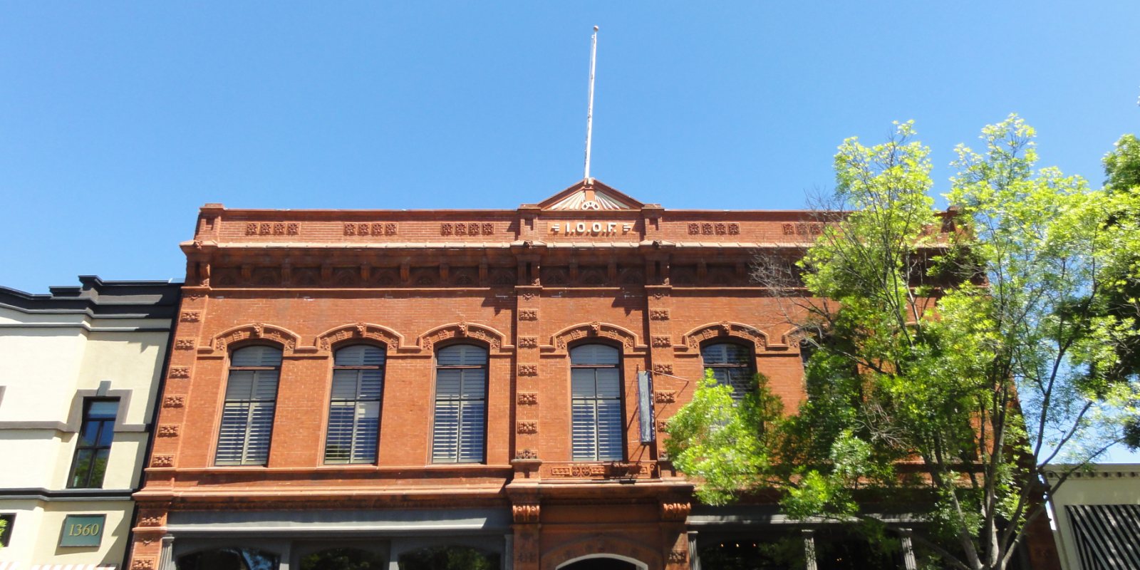 Historic brick storefront on Main Street in St. Helena, CA